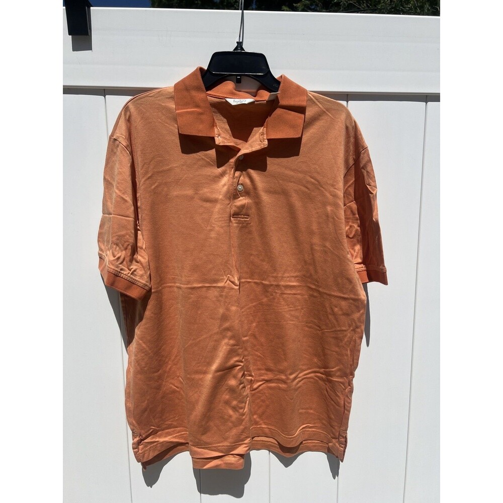Turnbury Mens Size Large Golf Polo Short Sleeve Orange 100% Cotton